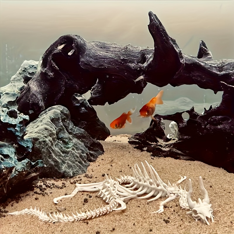 Aquarium Fish Dragon - ของตกแต่งตู้ปลา รูปกระดูกมังกร 1 ชิ้น ของประดับฟอสซิลกระดูกมังกร กระดูกงอได้