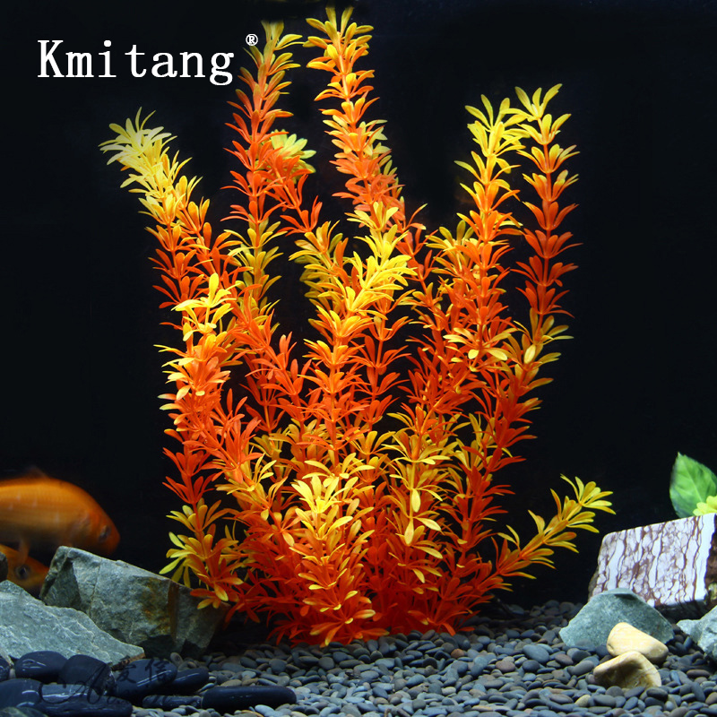 Aquarium Fish Farm - ต้นไม้เขตร้อนขนาด 100 ซม. หญ้าใต้น้ำเทียมขนาดใหญ่ ต้นไม้ปลอมพลาสติกนุ่มสำหรับตกแต่งตู้ปลาและตู้เลี้ยงปลา