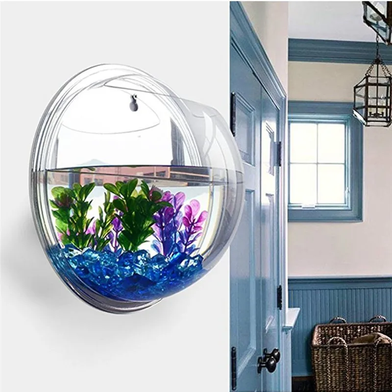 Aquarium Fish Background - อะคริลิคใสแขวนผนัง aquarium,แจกันดอกไม้หญ้า Hangar ถังปลาชาม Mini Home