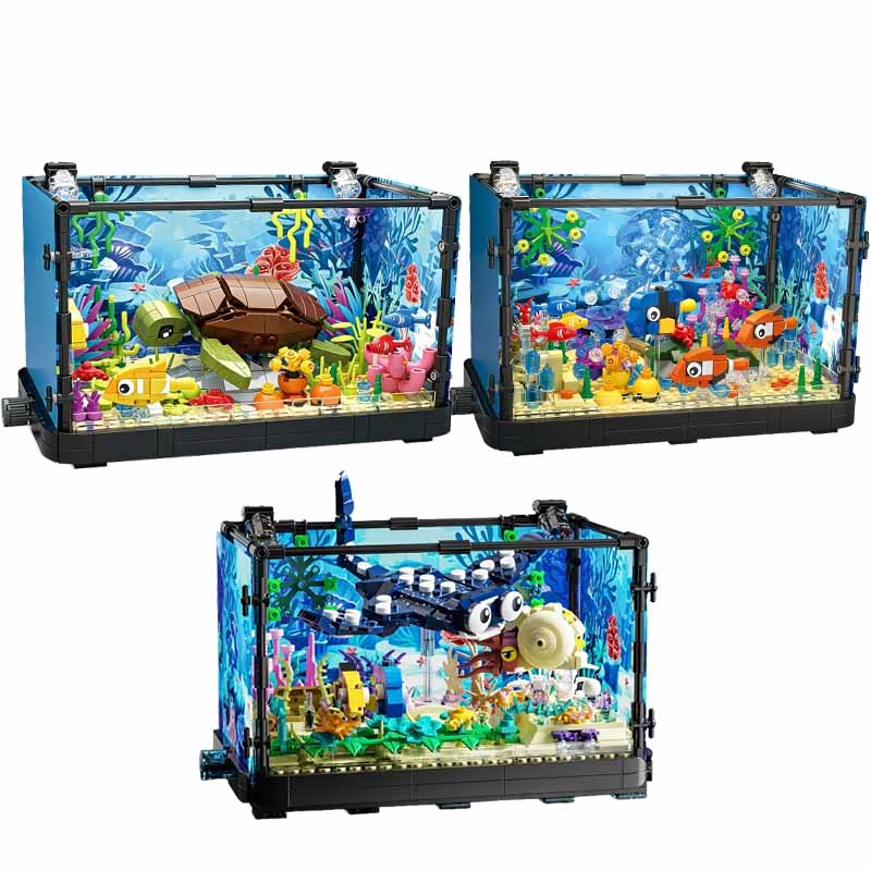 ชุดบล็อกตัวต่อตู้ปลาพร้อมไฟ，ตู - Aquarium Fish Names บทวิจารณ์และราคา