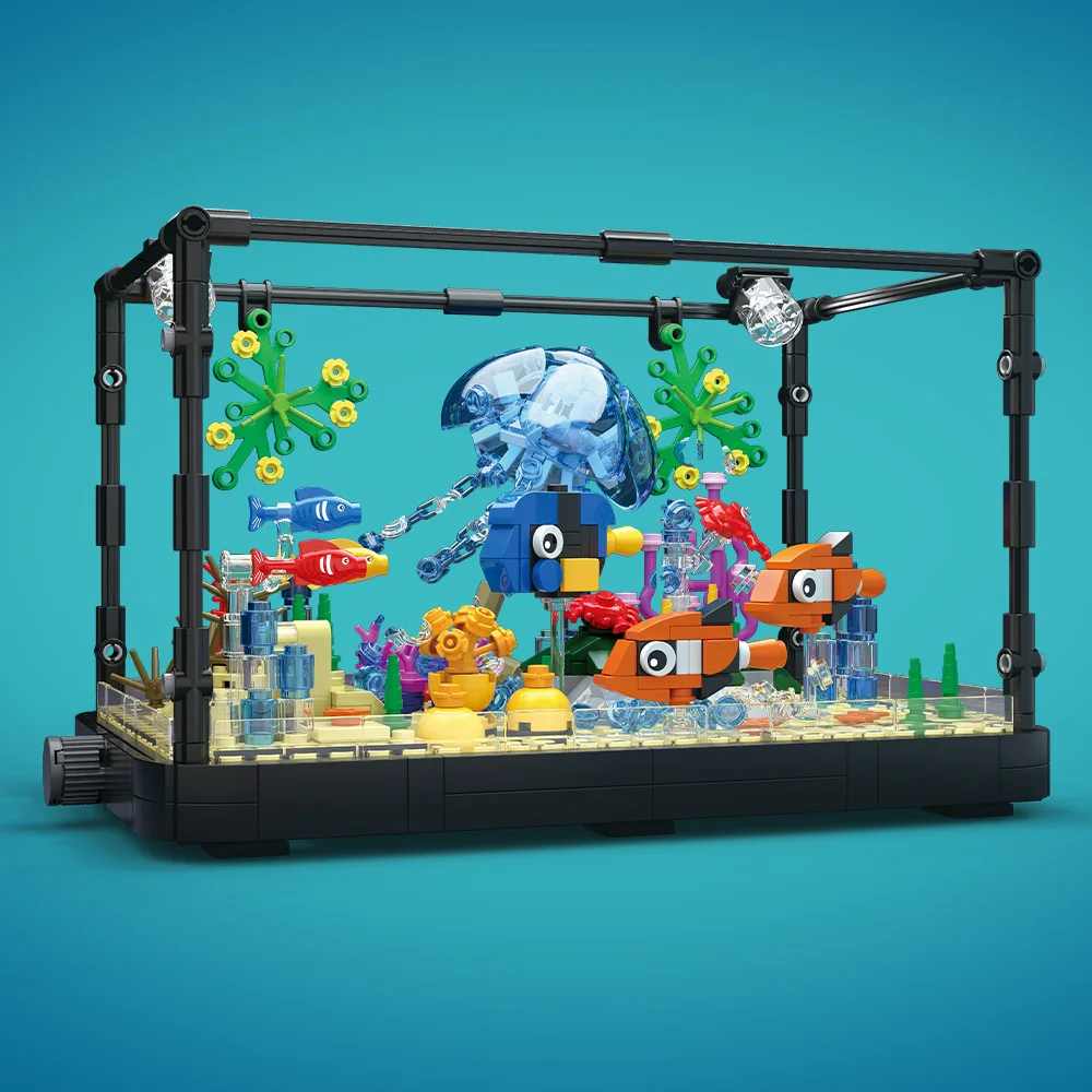 ชุดบล็อกตัวต่อตู้ปลาพร้อมไฟ，ตู - Aquarium Fish Names บทวิจารณ์และราคา