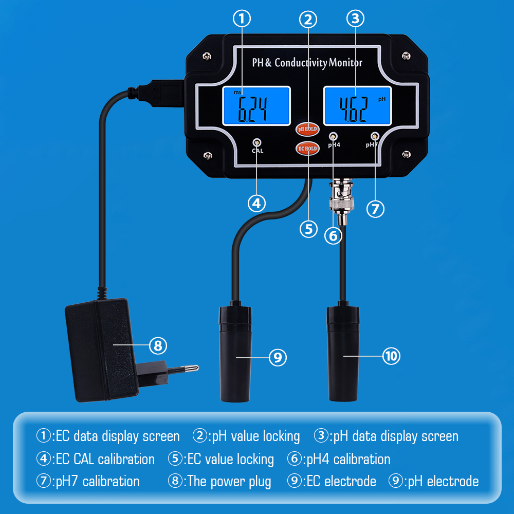 Yieryi ดิจิตอล PH/EC Monitor T - Aquarium Fish Online บทวิจารณ์และราคา